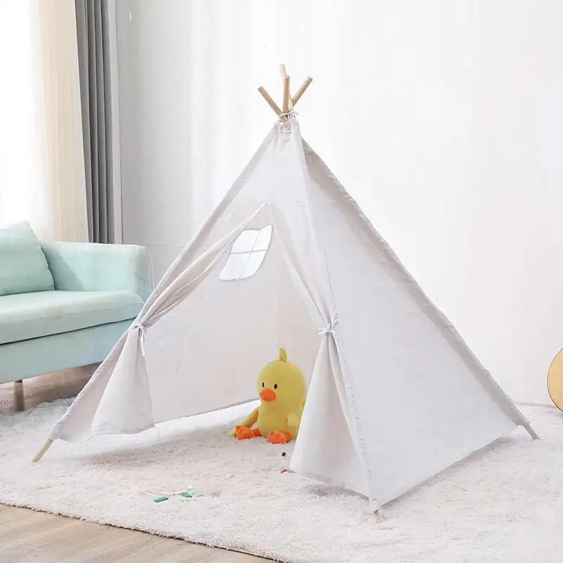 Kids Toy Tent Indoor Outdoor Playhouse with Indian Style and Cotton Carva Material Portable and Ultralight Teepee Tent