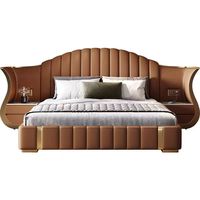 Neues Design Italienisch Neueste Luxus Schlafzimmer möbel High End Leder Doppelbett Großes Kopfteil Luxus Modernes Kingsize-Bett