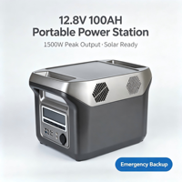 Station d'alimentation portable Heergyn 1500W 12.8V 100Ah, système de stockage d'énergie domestique tout-en-un 120V 220V, générateur solaire pour hôtel