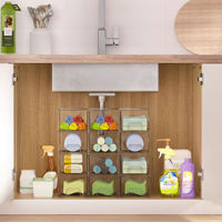 Boîte de rangement en plastique transparente multi-usages, empilable, pour fournitures de bureau et articles divers pour la maison