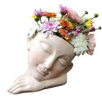 Amante — Pot de fleurs pour visage, motif Cactus en résine, jardin Succulent, avec trou de Drainage, yeux couverts