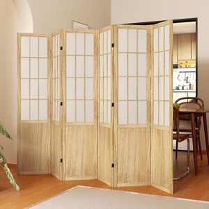 Oriental Furniture - Schermo Shoji A 6 Pannelli, 2,1 M Di Altezza, In Abete Scandinavo E Carta Di Riso, Colore Nero