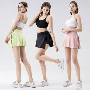 Deportes Yoga Falda corta Bádminton Tenis Culottes Medio cuerpo Bolsillo de secado rápido Falda corta Lado Split Correa Falda Mujeres Cross-bord - Product Image 4