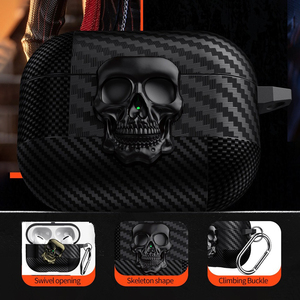 एयरपॉड्स के लिए रचनात्मक रोटेट धातु खोपड़ी स्विच इयरफ़ोन केस 4 <span class=keywords><strong>3</strong></span> <span class=keywords><strong>2</strong></span> 1/प्रो <span class=keywords><strong>3</strong></span> कार्बन फाइबर टीपीयू सुरक्षात्मक कवर - Product Image 3