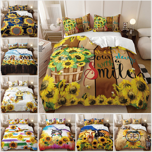 <span class=keywords><strong>3D</strong></span> In Ấn 100% Polyester Bộ Đồ Giường 3-Mảnh Thiết Lập Mô Hình Hướng Dương Bán Buôn Duvet Cover Set - Product Image 2