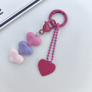 Wholesale Length Chain pink Heart Shape Keychain Pendant Acrylic Heart <b>Key</b> <b>Ring</b> Earphone case Bag Mobile Phone Charm <b>Accessories</b> - Product Image 3