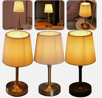 Lampe de table sans fil rechargeable en or, lampe de nuit en tissu, hauteur réglable, lampe de chevet d'hôtel, décoration d'intérieur, éclairage de table