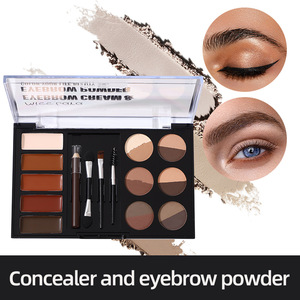 Professional Custom Logo Waterproof 6 Colors Eyebrow <strong>Stamp</strong> Powder Highlighter Wax <strong>Brow</strong> 10pcs Stencil Makeup <strong>Kit</strong> - Product Image 2