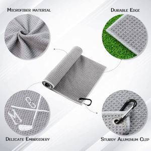 Serviette de golf personnalisée en microfibre gaufrée avec logo par sublimation - Product Image 3