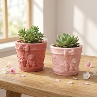 Moule en silicone KK1149 pour bougie aromatique en forme d'ours, pot à fleurs succulentes en pierre ou plâtre, motif ours mignon et papillon