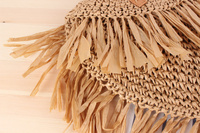 Vente en gros de sacs à main plage d'été avec pompon en papier et paille sac d'été tressé à une épaule avec pompon de haute qualité