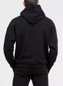 Wholesale 60%Cotton 40%Polyester High Quality Custom Hoodie Ribbed Hem and Cuff Plain Tracksuits Men Black Fitted Hoodie <strong>Joggers</strong> - Product Image 5