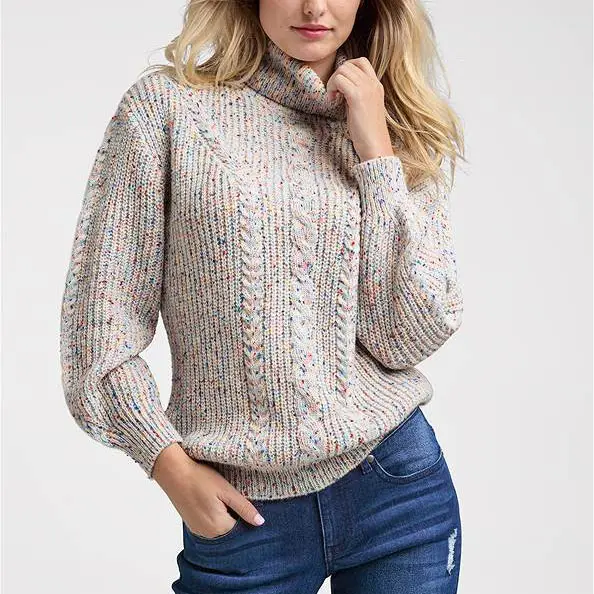 2024 New Ladies Color Cotton Turtleneck Loose Knit Fashion Women Long Sleeve Sweater Warm Casual Wool Sweater