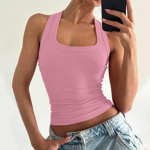 <span class=keywords><strong>Top</strong></span> Corto de Yoga Ligero Personalizado para Verano, Cuello Cuadrado, Espalda Deportiva Acanalada, Transpirable, para Mujer, para Gimnasio y Entrenamiento - Product Image 3