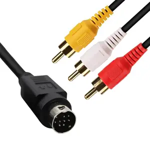 Mini din cabo personalizado de 3 4 5 6 7 8 9 10 13 pinos fêmea macho 24 26 28 awg 9 pin para rca