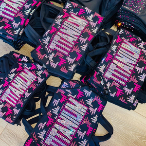 Uniforme de Cheerleading Personalizado de Fábrica com Design de Strass Brilhante, Transferência de Strass Personalizada, Transferências Térmicas de Strass - Product Image 3