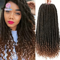 Extensions de cheveux en crochet FURINA Fashion 2025, 18 pouces, 24 mèches, 110 grammes, fibre japonaise, densité 200%, vente en gros, faux locks, cheveux tressés