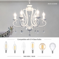 Lustre en fer forgé de style américain avec cristaux LED, forme de branche, garantie de 2 ans, luminaire suspendu