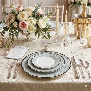 Vajilla Moderna de Cerámica Verde Menta con Borde Festoneado, Platos de Porcelana, Vajilla Elegante de Porcelana Fina, Vajilla de Cocina al por Mayor - Product Image 2