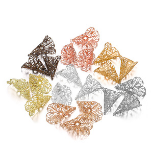 Épingle à cheveux en cuivre 28 mm, creuse, vintage, perlée, pour chapeau, pour femmes, pinces à cheveux de mariage - Product Image 2