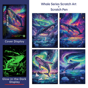 Sáng Trong Bóng Tối Scratch Nghệ Thuật Cầu Vồng Sơn Giấy, Vui Vẻ Ma Thuật DIY Phác Thảo Thẻ Scratchboard Cho Teen & Người Lớn (Cá Heo) - Product Image 4