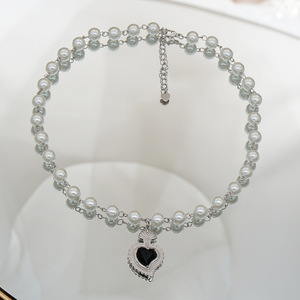 Collar con Colgante de Corazón al Estilo de Song Yan, Cadena de Clavícula de Alta Gama para Otoño e Invierno, con Gema de <span class=keywords><strong>Amor</strong></span> - Product Image 3