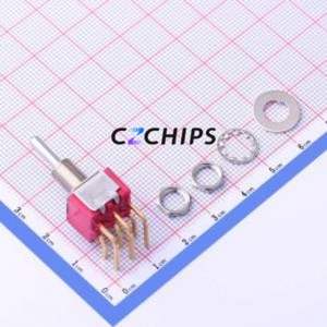 7203SYABE Toggle Switch Through hole Component (THT) Switch Double Pole Double Throw 20V 20V Cylindrical Knob - Product Image 2