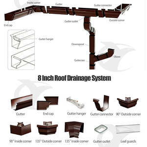8 אינץ 'אלומיניום בסגנון K/מתמר/מחבט/מחבט/כובע סוף/מרפק/downspout - Product Image 2