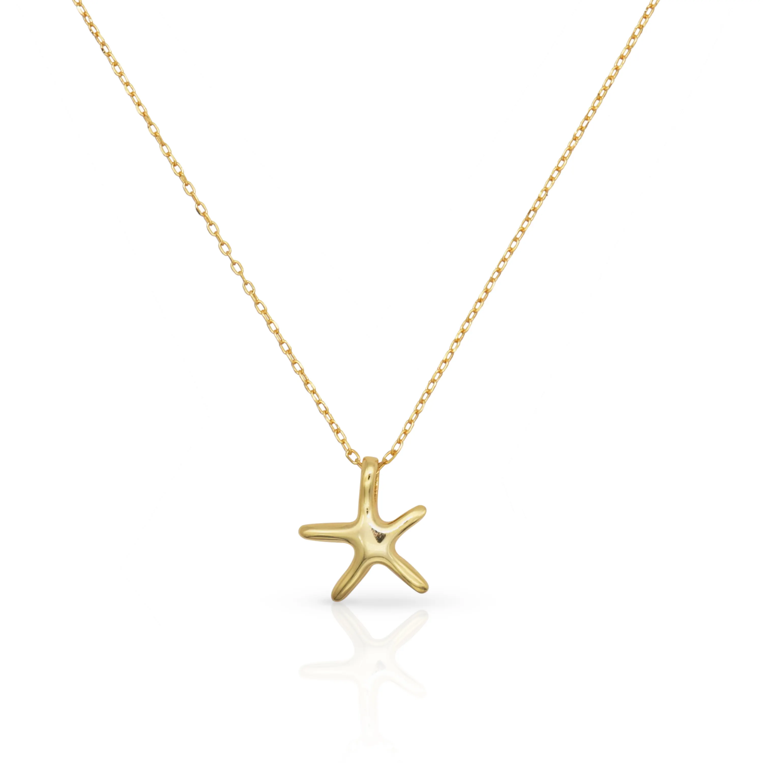 Chris Aprile in stock 925 sterling silver placcato oro liscio starfish collana del pendente fancy