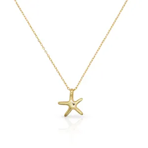 Chris April in stock 925 sterling silver gold plated smooth starfish fancy pendant necklace