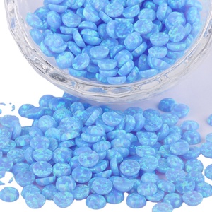1.5mm à 6mm Forme Ronde Dos Plat <span class=keywords><strong>OP06</strong></span> Bleu Clair Synthétique Cabochon Opale - Product Image 3
