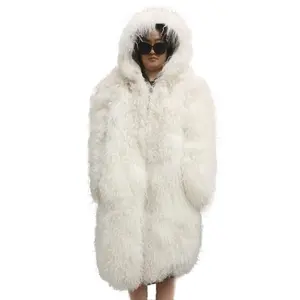 新设计手工毛皮蒙古族卷毛羊皮大衣冬季妇女羊皮大衣