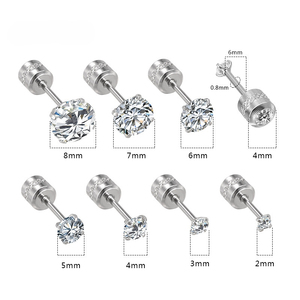 Double-Sided Zircon Screw <b>Back</b> Stud <b>Earrings</b> | 0.8mm Thin Rod |18K Gold-Plated Zircon Centerpiece | Hypoallergenic Jewelry - Product Image 5
