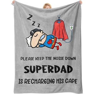 ผ้าห่มฟลานเนลสีเทา Superdad ลายพิมพ์ตามสั่ง ผ้าคลุมไหล่ ผ้าห่มนอนกลางวัน ผ้าห่มนุ่มสบายผิว ใช้ได้สองด้าน เหมาะสำหรับการเดินทางและตั้งแคมป์ - Product Image 1