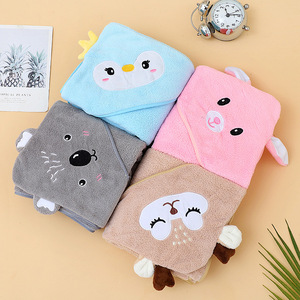 Serviette de bain à capuche épaisse de haute qualité pour nouveau-né garçons filles <span class=keywords><strong>poncho</strong></span> en <span class=keywords><strong>polaire</strong></span> corail pour les tout-petits heure de bain jetable pour la salle de bain - Product Image 1