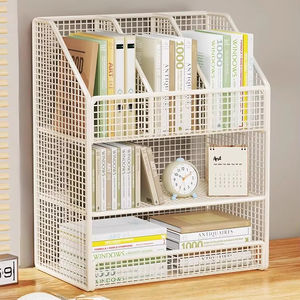 Caja de almacenamiento de libros para escritorio de estudiantes con ruedas, carrito de almacenamiento de archivos de malla, organizador de <span class=keywords><strong>cubos</strong></span> de archivos tamaño carta, almacenamiento doméstico de hierro ecológico con ruedas - Product Image 3