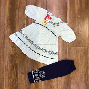 Chemise brodée à rayures et à pois pour femmes, pantalon en coton design décontracté, à la mode - Product Image 2