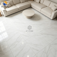 Dalle de marbre KT Stone, blanc pur, gris clair, veine douce, polie, pour comptoir de cuisine moderne