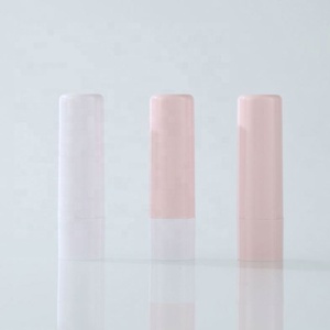 In Stock 4.5g Pink White Lip Balm <b>Tube</b> <b>Plastic</b> Lipstick Container White Smooth Cylinder Lip Gloss Container - Product Image 2