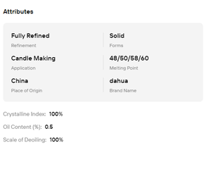 Solid <b>Paraffin</b> Wax Fully Semi Refined Food Grade Melting Point 56/58/60°C for Cosmetics - Product Image 6
