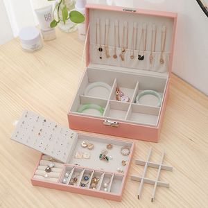 2 Layers Pu <b>Leather</b> Jewelry Storage Box Jewelry Storage Organizer Box for Earring Ring Necklace <b>Bracelets</b> - Product Image 2