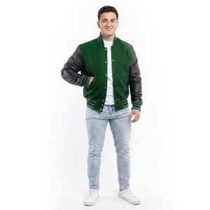 Veste bomber vintage en cuir sur mesure avec chaîne et broderie en chenille, style baseball, varsity, pour hommes - Product Image 1