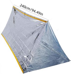 Tente tubulaire portable légère en PE argentée pour abri de survie, imperméable pour le camping en plein air, la randonnée, l'escalade et les secours d'urgence - Product Image 3