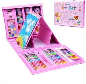 Vendita calda Kids Art Set Non tossico plastica acquerello penna colore matita bambini disegno Set materiali artistici Set 208 pezzi