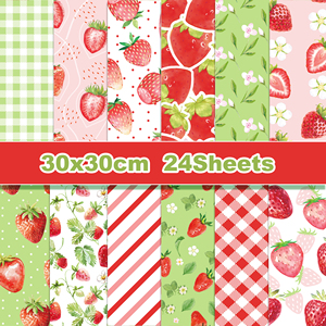 WW009 kertas Scrapbook pola stroberi kertas kerajinan dekoratif buah untuk pembuatan kartu dekorasi Album foto - Product Image 4