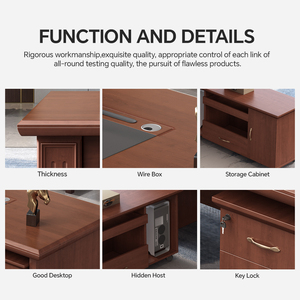 High Quality Luxury Modern Convertible Extendable Modular <b>Wooden</b> Executive CEO <b>Office</b> <b>Desk</b> Workstation - Product Image 4
