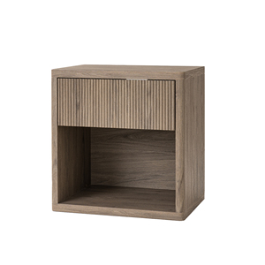 Nightstand With Drawer Storage <b>Fluted</b> Bedside Table Modern Wide Night Stand End Table Large Mid Century Design - Product Image 4