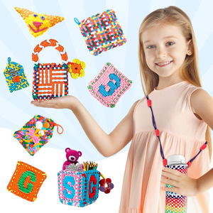 Enfants fait à la main bricolage faire tissu portefeuille arc-en-ciel élastique corde à tricoter cheveux corde tressage boucle armure filles jouets - Product Image 4