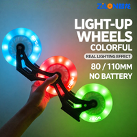 Roues de patins à roulettes LED clignotantes auto-alimentées sans batterie en PU transparent coloré 80mm 110mm 85A, Fabricant OEM en gros