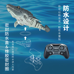 2,4G Carga inalámbrica <span class=keywords><strong>Control</strong></span> <span class=keywords><strong>remoto</strong></span> Dinosaurio simulado Pulverización de agua Tiburón Swinging <span class=keywords><strong>Mosasaurus</strong></span> Juguete de agua para niños - Product Image 2